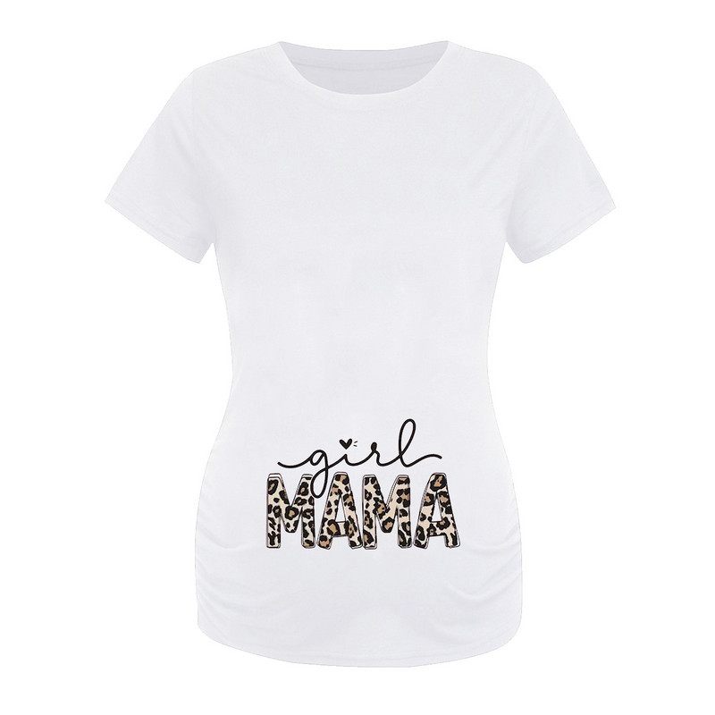 Majica kratkih rukava za trudnice Ženska majica kratkih rukava s okruglim izrezom Smiješna bluza s naborima sa strane s printom slova Trudnička bluza tunika