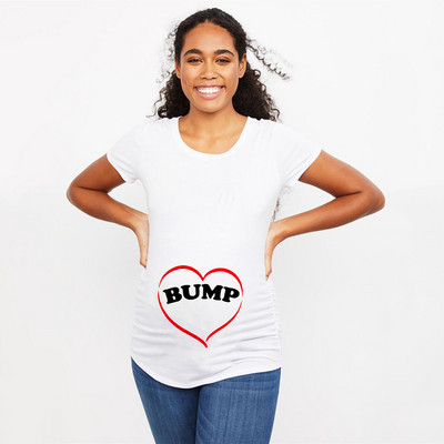 Anya kis Valentine Vicces kismama póló Aranyos rajzfilm szívek és nyilak nyomtatott Valentin-napi terhes nagy méretű póló