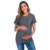 Sieviešu drēbes grūtnieču barošanas topi grūtniecība vasara Burtu T-krekls Blūze zīdīšanas apģērbam grūtniecēm tops CM