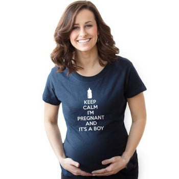 T-Shirts Crazy Dog Maternity Keep Calm Im Pregnant and Its A Boy Shirt Αστεία Ανακοίνωση Εγκυμοσύνης Καλοκαιρινό Μπλουζ Μπλουζ Μπλουζ