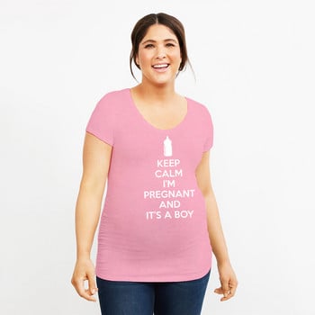 T-Shirts Crazy Dog Maternity Keep Calm Im Pregnant and Its A Boy Shirt Αστεία Ανακοίνωση Εγκυμοσύνης Καλοκαιρινό Μπλουζ Μπλουζ Μπλουζ