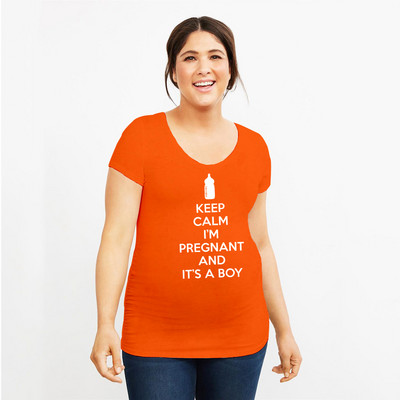 T-Shirts Crazy Dog Maternity Keep Calm Im Pregnant and Its A Boy Shirt Αστεία Ανακοίνωση Εγκυμοσύνης Καλοκαιρινό Μπλουζ Μπλουζ Μπλουζ