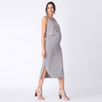 Пижама за бременни и кърмачки Нощница Нова памучна рокля на райета Vestidos Нощно облекло за бременност Спално облекло за кърмене