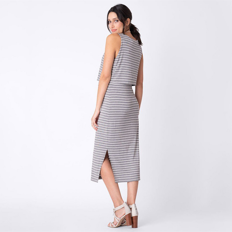 Nėščiųjų slaugos pižamos naktiniai marškiniai Nauji medvilniniai dryžuoti nėščių moterų suknelė Vestidos Nėštumo naktiniai drabužiai krūtimi maitinantys miegui