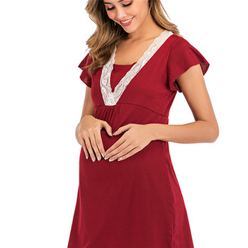 Пижами за бременни и кърмачки Нощници Рокля за кърмене Нова дантелена пижама за бременни Нощници за бременни жени за кърмене