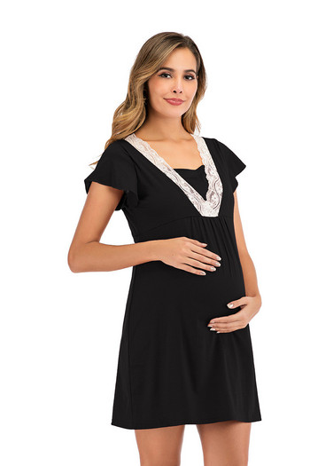 Пижами за бременни и кърмачки Нощници Рокля за кърмене Нова дантелена пижама за бременни Нощници за бременни жени за кърмене