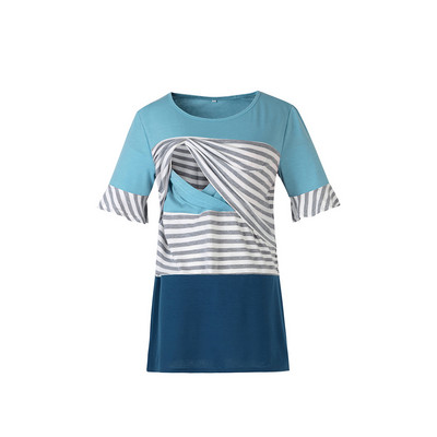 2022 uus rasedate topid triibud õmblused Lühikeste varrukatega t-särk imetamissärk Imetamisriided rasedate topid