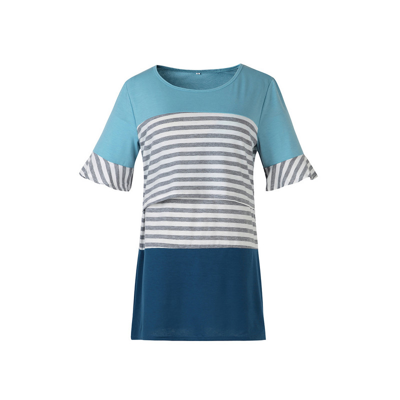 2022 uus rasedate topid triibud õmblused Lühikeste varrukatega t-särk imetamissärk Imetamisriided rasedate topid