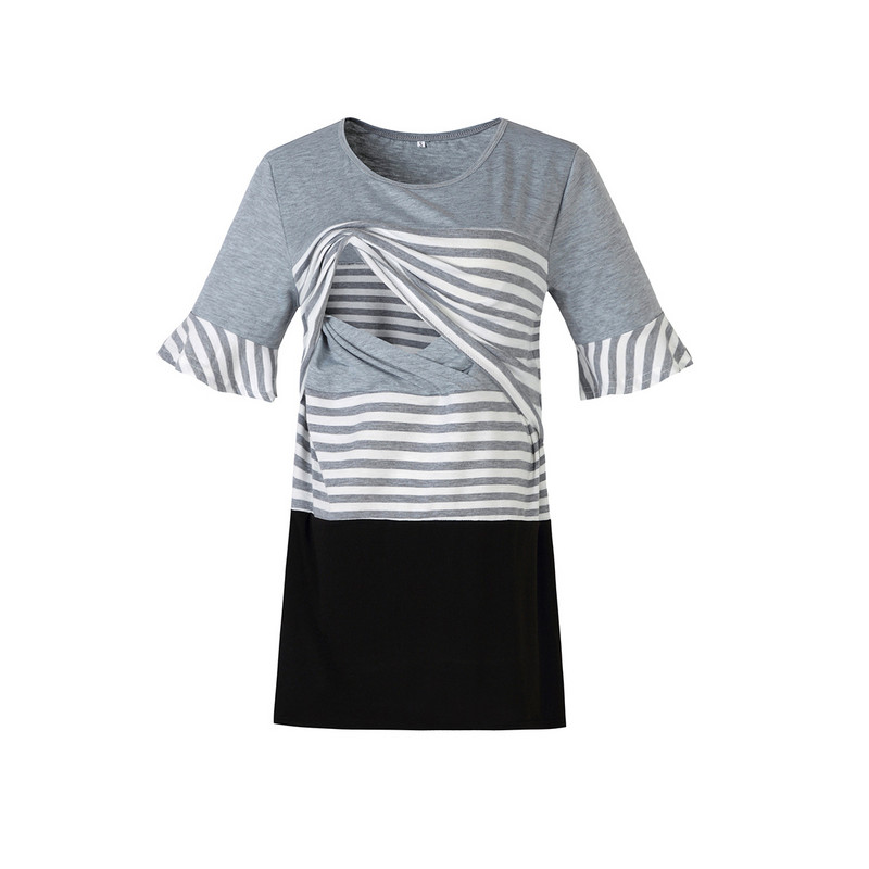 2022 uus rasedate topid triibud õmblused Lühikeste varrukatega t-särk imetamissärk Imetamisriided rasedate topid