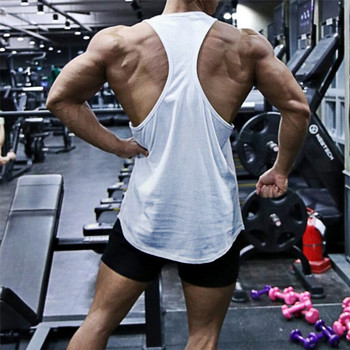 Αμάνικο πουκάμισο γυμναστικής 2022 Ανδρικό πουκάμισο Bodybuilding Running Ρούχα γυμναστικής Αθλητικά ενδύματα μυών για Άνδρες Y Back Tank Top