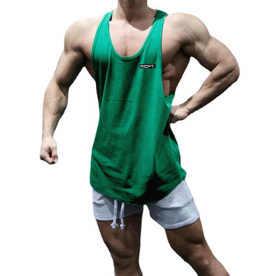 2022 Gym Workout Sleeveless Shirt Men Bodybuilding Running Clothing Fitness Sportswear Muscle For Male Y Back Tank Top