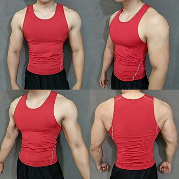 Γιλέκο για τρέξιμο για άνδρες Συμπιεστικό αθλητικό μπλουζάκι αμάνικο πουκάμισο προπόνηση Tank tops για άντρες Running Singlet Men Tank Top Gym Slim