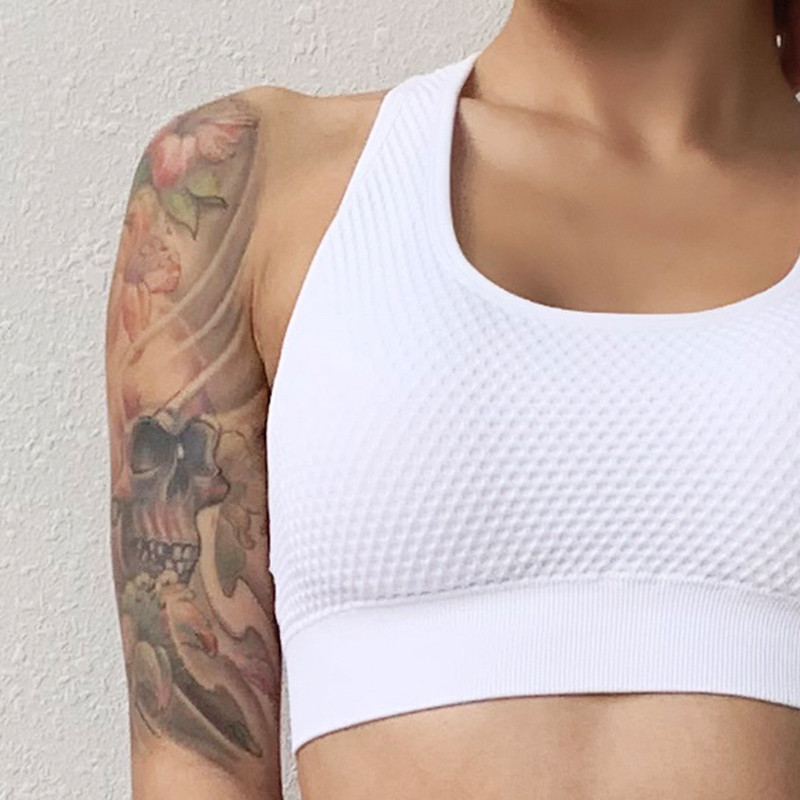 Atpakaļ krusta platas siksnas Sieviešu sporta krūšturis vienkrāsains fitnesa joga Crop krekli Elpojošas skriešanas zeķubikses treniņiem sieviešu jogas topi