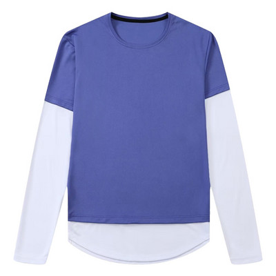 Πουκάμισο με μακρυμάνικο σχέδιο Νέο ανδρικό αθλητικό πουλόβερ Fake δύο τεμαχίων με στρογγυλή λαιμόκοψη Κορέα Street Style