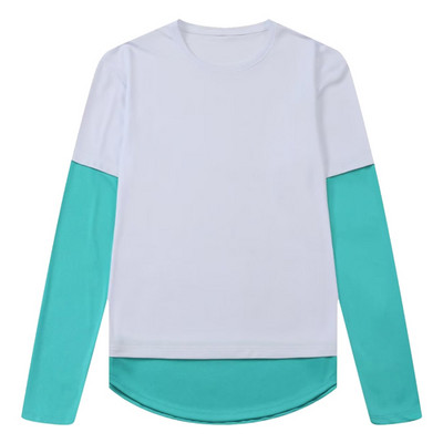 Πουκάμισο με μακρυμάνικο σχέδιο Νέο ανδρικό αθλητικό πουλόβερ Fake δύο τεμαχίων με στρογγυλή λαιμόκοψη Κορέα Street Style