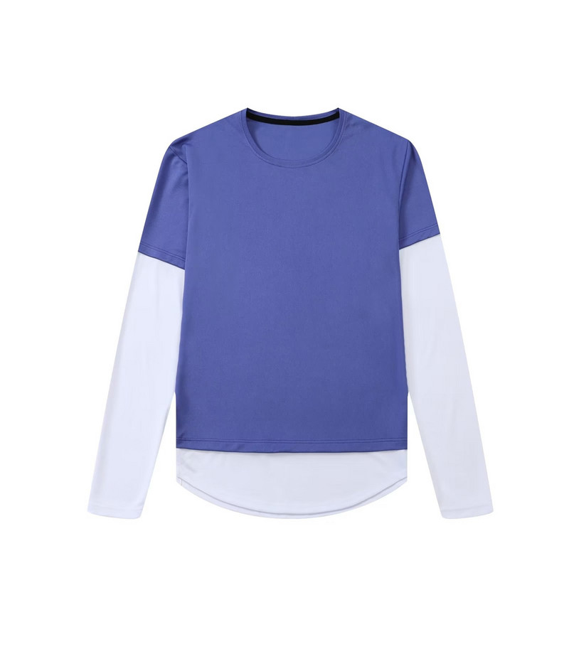 Πουκάμισο με μακρυμάνικο σχέδιο Νέο ανδρικό αθλητικό πουλόβερ Fake δύο τεμαχίων με στρογγυλή λαιμόκοψη Κορέα Street Style