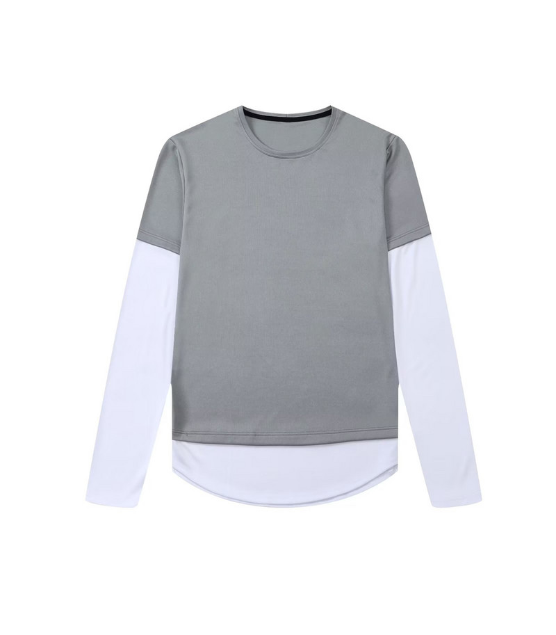 Πουκάμισο με μακρυμάνικο σχέδιο Νέο ανδρικό αθλητικό πουλόβερ Fake δύο τεμαχίων με στρογγυλή λαιμόκοψη Κορέα Street Style