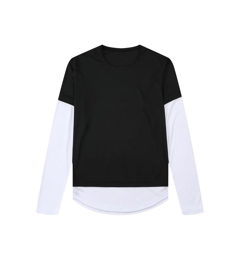 Πουκάμισο με μακρυμάνικο σχέδιο Νέο ανδρικό αθλητικό πουλόβερ Fake δύο τεμαχίων με στρογγυλή λαιμόκοψη Κορέα Street Style