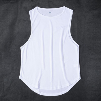 Ανδρικό μπλουζάκι για τρέξιμο που στεγνώνει γρήγορα χωρίς μανίκια, μπλουζάκι με λαιμόκοψη, ανδρικό γιλέκο μπάσκετ γυμναστικής γυμναστικής