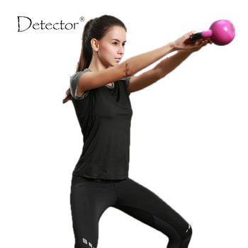 Детектор Спортна тениска за бягане Dry Quick Yoga Gym Топ с къс ръкав Фитнес тениски Упражнения за джогинг Дамски горнища