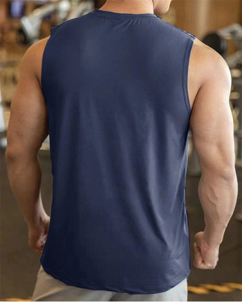 2023 Мъжки фитнес потник Мъжка фитнес риза без ръкави Мъжка мрежеста дишаща фитнес спортна жилетка Долна тениска Gyms Running Vest Men