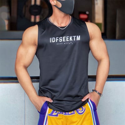 2023 Mens Gym Tank top Men Fitness Sleeveless Shirt Male Mesh Breathable Fitness Sports Vest Undershirt Gyms Running Vest Men