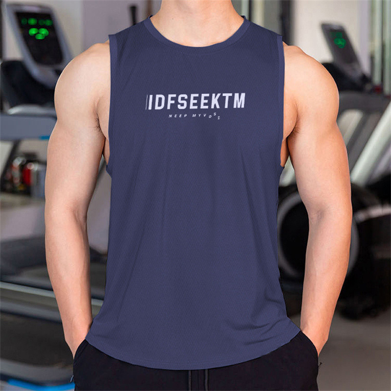 2023 Мъжки фитнес потник Мъжка фитнес риза без ръкави Мъжка мрежеста дишаща фитнес спортна жилетка Долна тениска Gyms Running Vest Men