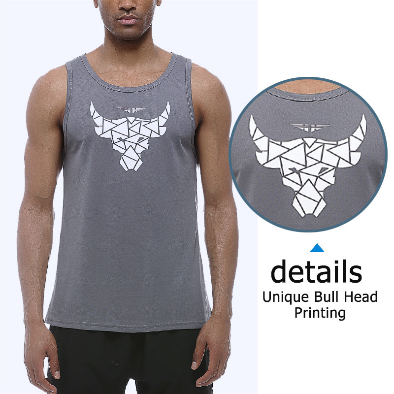 Férfi Légáteresztő futómellény Bull Nyomtatott Sport Alkalmi Edzés Ruházat Férfi Fitness Izom Mellény Testépítés Ujjatlan Tanktop
