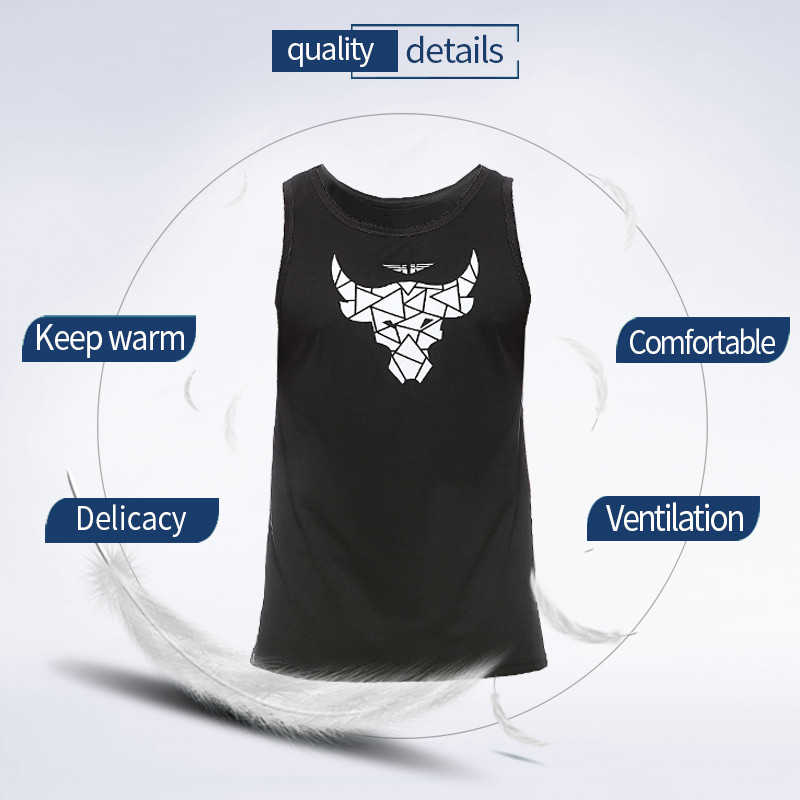 Férfi Légáteresztő futómellény Bull Nyomtatott Sport Alkalmi Edzés Ruházat Férfi Fitness Izom Mellény Testépítés Ujjatlan Tanktop