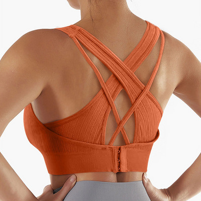 Sieviešu krosa siksniņu sporta krūšturis Sieviešu Push Up Joga Krūšturis Crop Top Skriešanas Veste Fitnesa Tops Sport Bh Elpojošs krūšturis Sporta apģērbs Sporta zāle