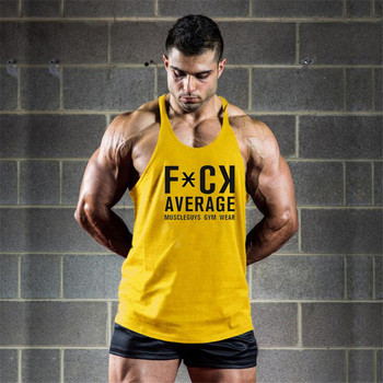 Лято Y Back Gym Stringer Tank Top Мъжки памучни дрехи Спортна риза за бодибилдинг Фитнес жилетка Muscle Singlets Тренировка Потници