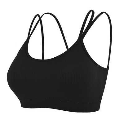 Sieviešu krosa siksniņu sporta krūšturis Sieviešu Push Up Joga Krūšturis Veste Gym Crop Top Fitness Sport Bh Elpojoši krūšturi Run Tight Tank Top