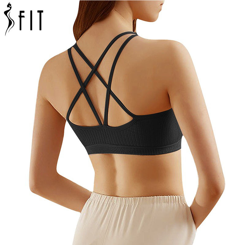 Sieviešu krosa siksniņu sporta krūšturis Sieviešu Push Up Joga Krūšturis Veste Gym Crop Top Fitness Sport Bh Elpojoši krūšturi Run Tight Tank Top