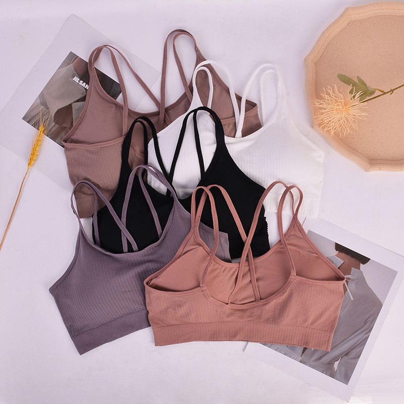 Sieviešu krosa siksniņu sporta krūšturis Sieviešu Push Up Joga Krūšturis Veste Gym Crop Top Fitness Sport Bh Elpojoši krūšturi Run Tight Tank Top