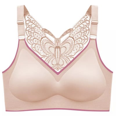 Plus Tamanho spordirinnahoidja M-5XL Sem Cotura Sutiã Feminino Beleza Voltar Borboleta Empurrar Para Cima Sutiã Sem Fio sporditopp