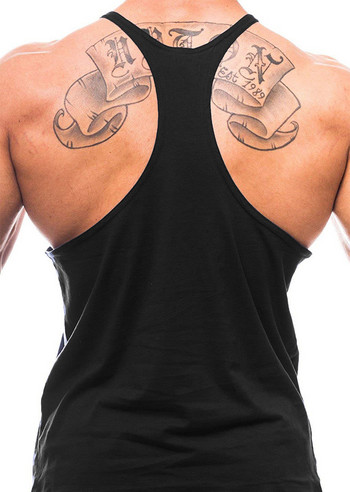 Muscleguys Фитнес облекло Памучни мъжки потници Стрингер за бодибилдинг 1 см презрамка за презрамка Фитнес жилетка Секси тренировъчна тениска