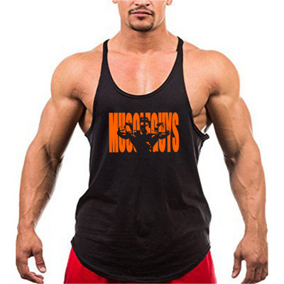 Muscleguys Fitness Ruházat Pamut Férfi Felsők Testépítő Stringer 1cm vállpántos tornamellény Sexy Workout póló