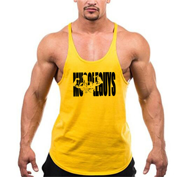 „Muscleguys“ kūno rengybos drabužiai, medvilniniai, vyriški sportiniai marškinėliai „Kultūrizmo stringer“ 1 cm pečių juosta gimnastikos liemenė Sexy Workout Tee marškinėliai