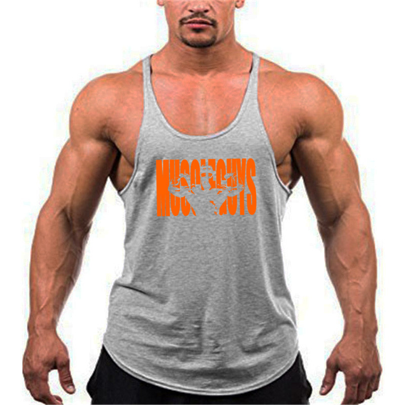 „Muscleguys“ kūno rengybos drabužiai, medvilniniai, vyriški sportiniai marškinėliai „Kultūrizmo stringer“ 1 cm pečių juosta gimnastikos liemenė Sexy Workout Tee marškinėliai