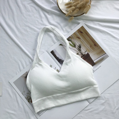 Seksikas päitseteta seljata spordirinnahoidja naistele traadita joogarinnahoidja Bralette traksid Solid põrutuskindel hingav vestiga pesu