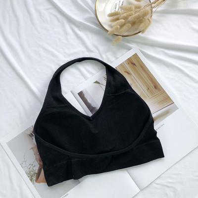 Seksikas päitseteta seljata spordirinnahoidja naistele traadita joogarinnahoidja Bralette traksid Solid põrutuskindel hingav vestiga pesu