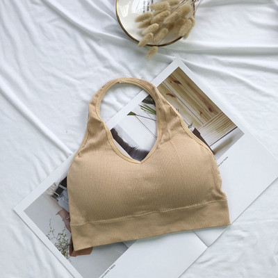 Seksikas päitseteta seljata spordirinnahoidja naistele traadita joogarinnahoidja Bralette traksid Solid põrutuskindel hingav vestiga pesu