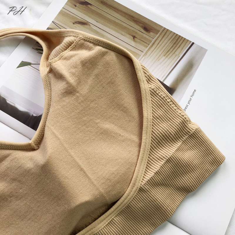 Seksikas päitseteta seljata spordirinnahoidja naistele traadita joogarinnahoidja Bralette traksid Solid põrutuskindel hingav vestiga pesu