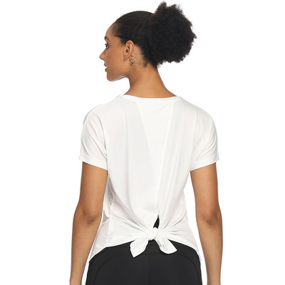 Nyitott hátú edzés felsők nőknek Aranyos rövid ujjú sportos jóga ingek Futópólók Női jóga felsők