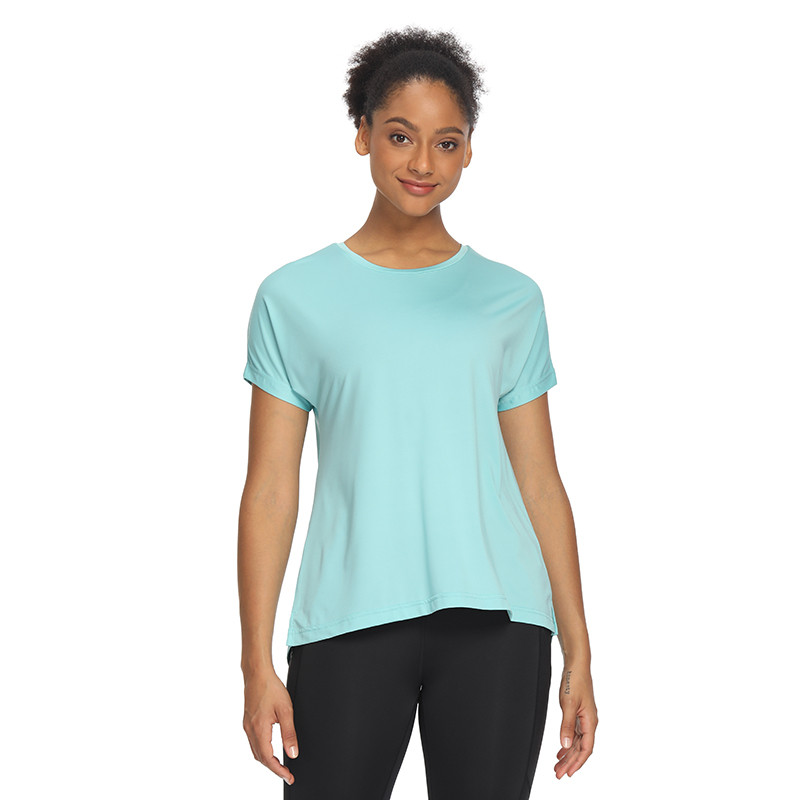 Nyitott hátú edzés felsők nőknek Aranyos rövid ujjú sportos jóga ingek Futópólók Női jóga felsők