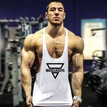 Επώνυμα Gym Tank Top Ανδρικά βαμβακερά ρούχα γυμναστικής Ανδρικά μπλουζάκια bodybuilding Καλοκαιρινά ρούχα γυμναστικής για ανδρικό αμάνικο πουκάμισο