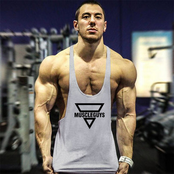 Επώνυμα Gym Tank Top Ανδρικά βαμβακερά ρούχα γυμναστικής Ανδρικά μπλουζάκια bodybuilding Καλοκαιρινά ρούχα γυμναστικής για ανδρικό αμάνικο πουκάμισο