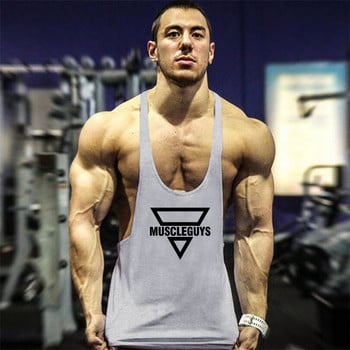 Марка Gym Tank Top Мъжки фитнес памучни дрехи Мъжки бодибилдинг потници Лятно фитнес облекло за мъже Риза с жилетка без ръкави