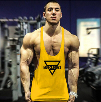 Επώνυμα Gym Tank Top Ανδρικά βαμβακερά ρούχα γυμναστικής Ανδρικά μπλουζάκια bodybuilding Καλοκαιρινά ρούχα γυμναστικής για ανδρικό αμάνικο πουκάμισο
