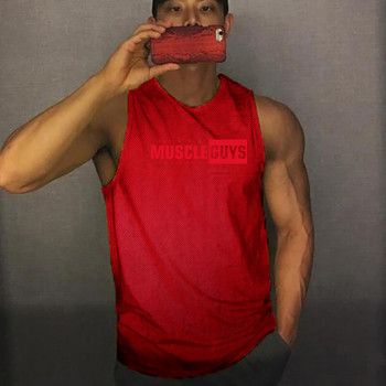 Ανδρικό Mesh Workout Gym Tank Top Ανδρικό Μυϊκό Αμάνικο Αθλητικό Πουκάμισο Stringer Ρούχα Bodybuilding Singlet Fitness γιλέκο
